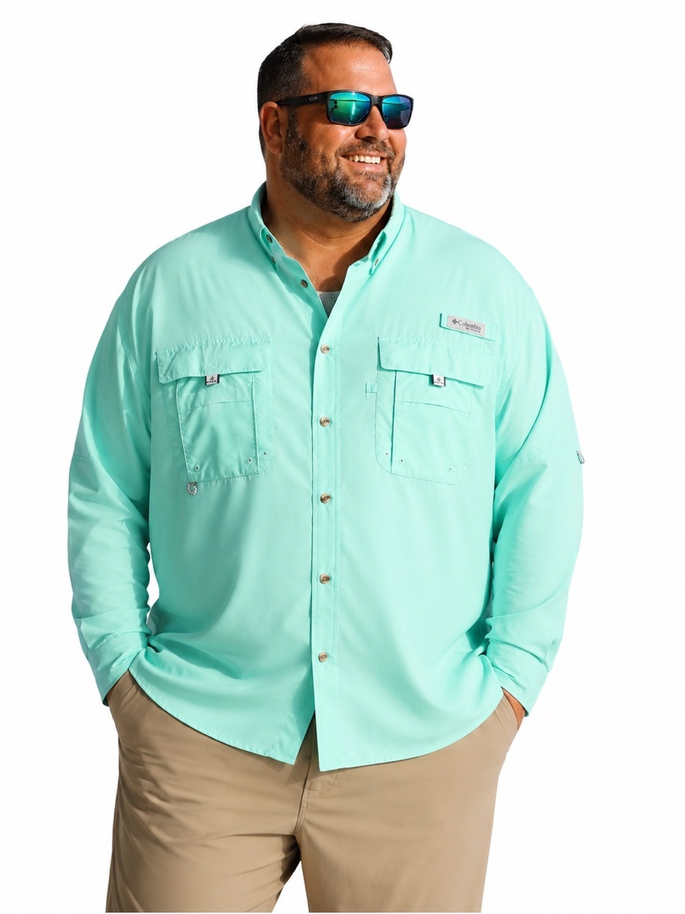 Columbia Men's Mint Green Button-Down Casual Shirt
